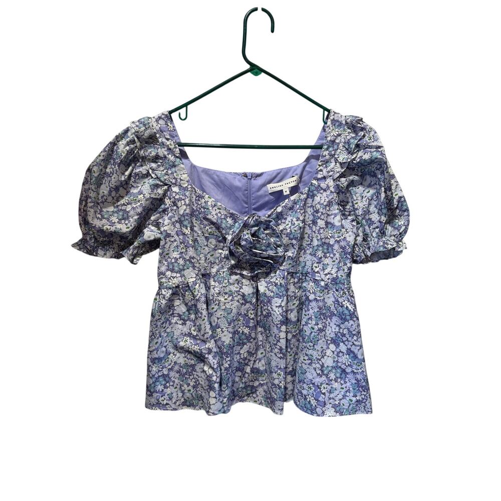 English Factory Floral Print Top With Flower Size M